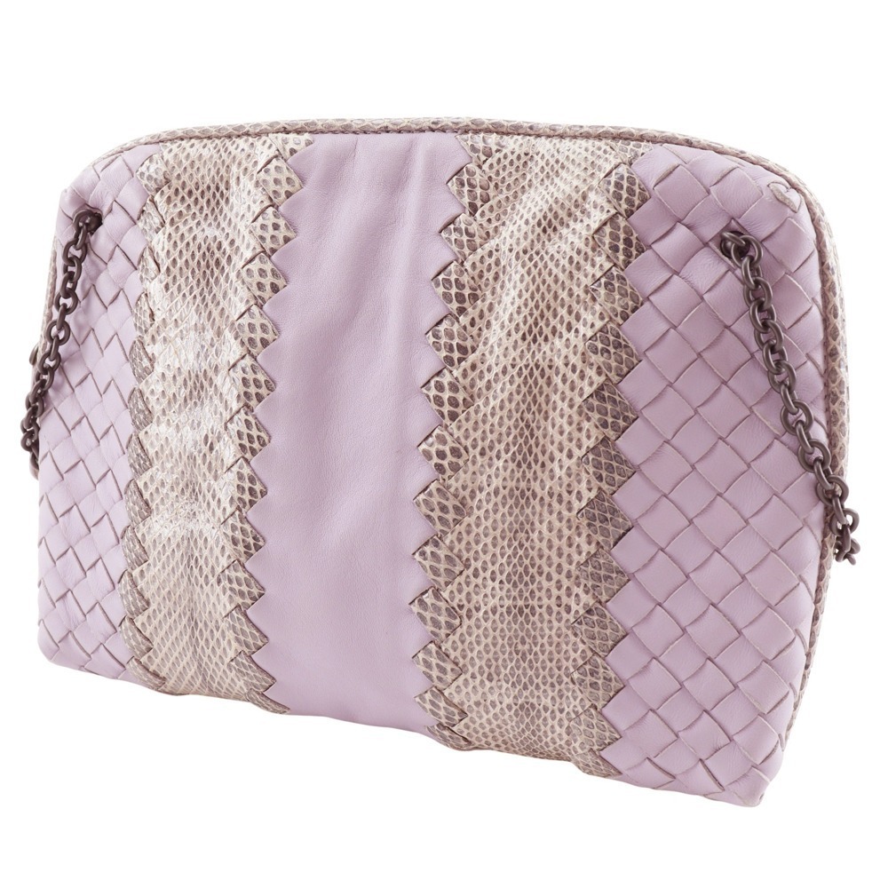 Bottega Veneta Python Pouch Laventa Intrecciato Double Zipper Calfskin